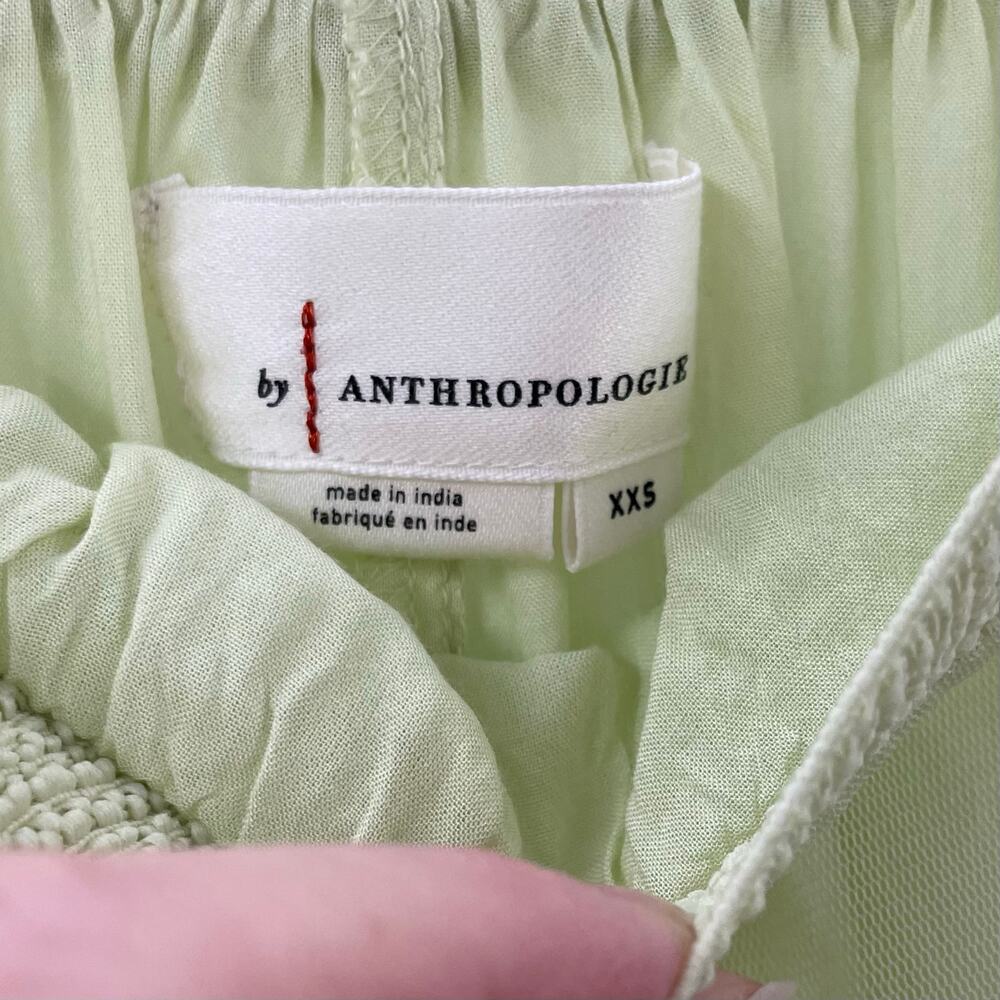 By Anthropologie Ruffled Tulle Skirt Green Midi Maxi XXS - Picture 9 of 12